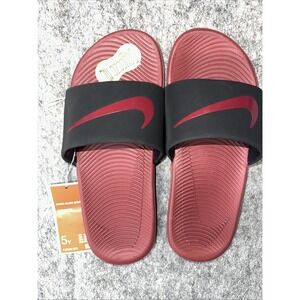 NIKE KAWA Girls‎ Youth Black/Team Red Slide Sandals, Size: 5Y, FJ2250-001 -NWT